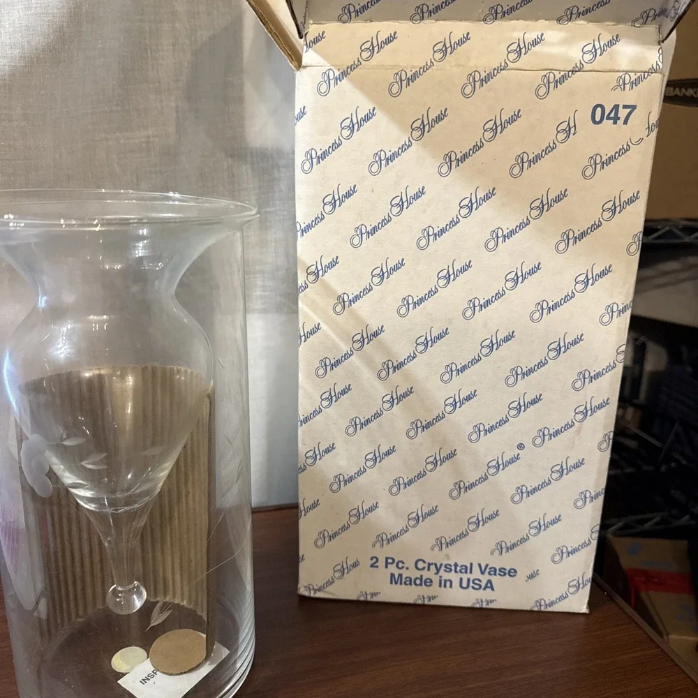 princess house 2 piece crystal vase new in box